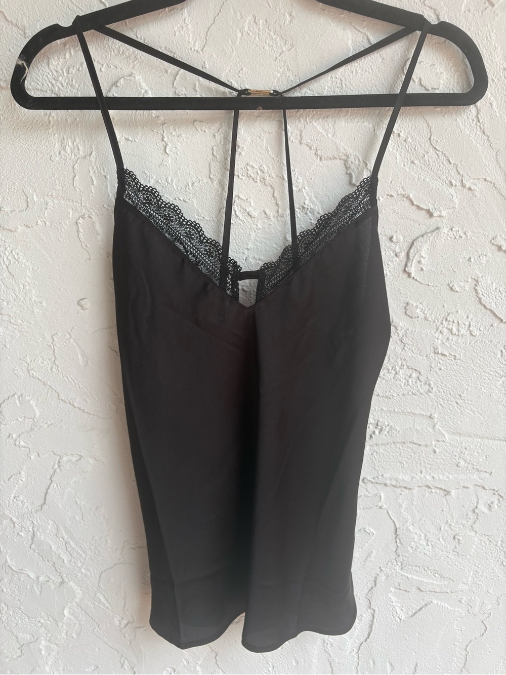 NWT Etam Joy Black Lace Satin Camisole Strappy Back Tank Size S